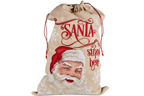 Santa Stops Here Hessian Santa Sack 74cm