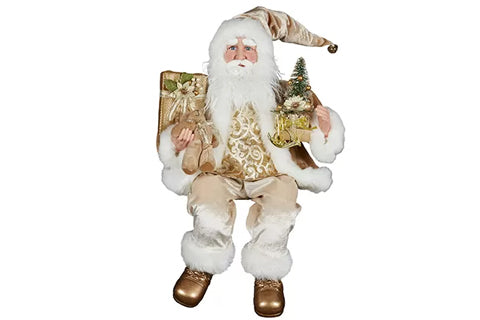 Ivory/Gold Sitting Santa