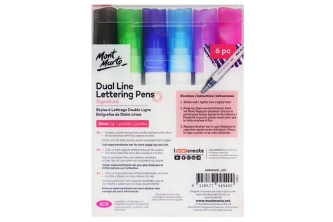 Signature Dual Line Lettering Pens 2mm (0.08in) Tip 6pc