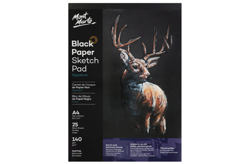 Signature Black Paper Sketch Pad 140gsm A4 25 Sheet