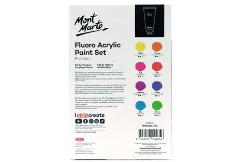 Fluoro Acrylic Paint Set Premium 8pc x 36ml (1.2oz)
