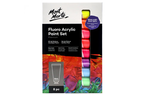 Fluoro Acrylic Paint Set Premium 8pc x 36ml (1.2oz)