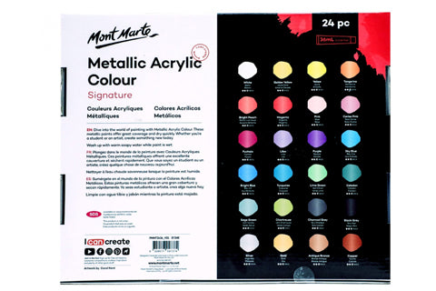 Metallic Acrylic Colour Paint Signature Set 24pc x 36ml (1.2oz)